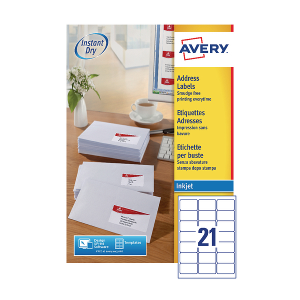 avery white inkjet address labels 63 5 x 38 1mm 21 per sheet 21