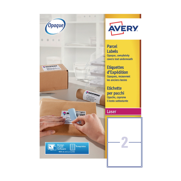 avery white laser parcel labels 199 6 x 143 5mm 2 per sheet 500