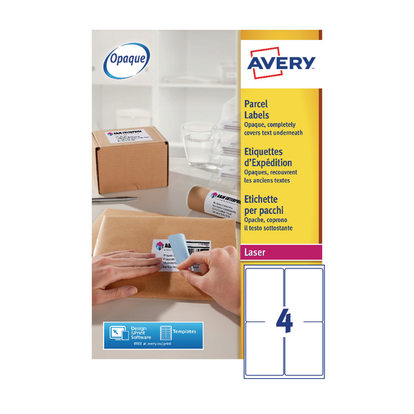 avery white laser parcel labels 139 x 99 1mm 4 per sheet 400 pa