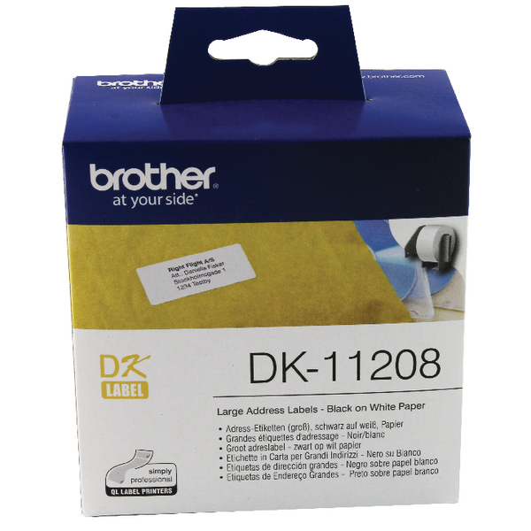 brother black on white paper large address labels 400 pack dk1