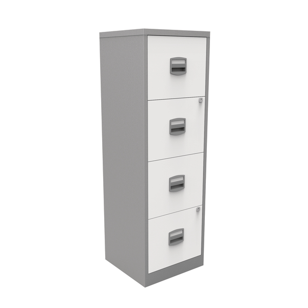 Bisley A4 Homefiler 4 Drawer Silver White By78733